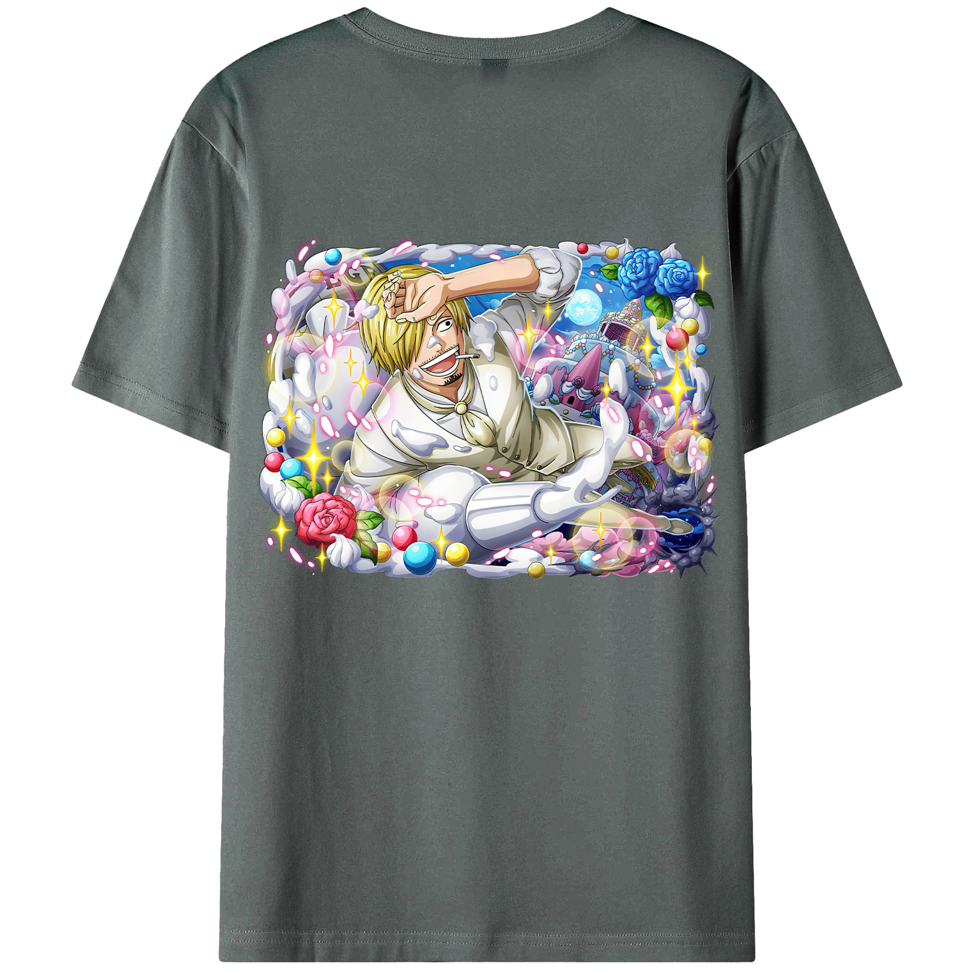 （画像用） ワンピース サンジ ONE PIECE Sanji 綿100％ メンズ半袖Tシャツ（バックプリント） 通気性